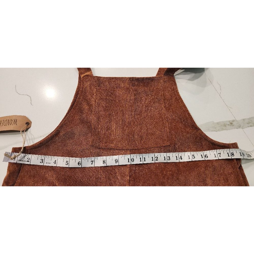Wanderlux Brown Corduroy Overalls Women's S Adjustable Straps Bib jumpsuit NWT - Picture 9 of 12